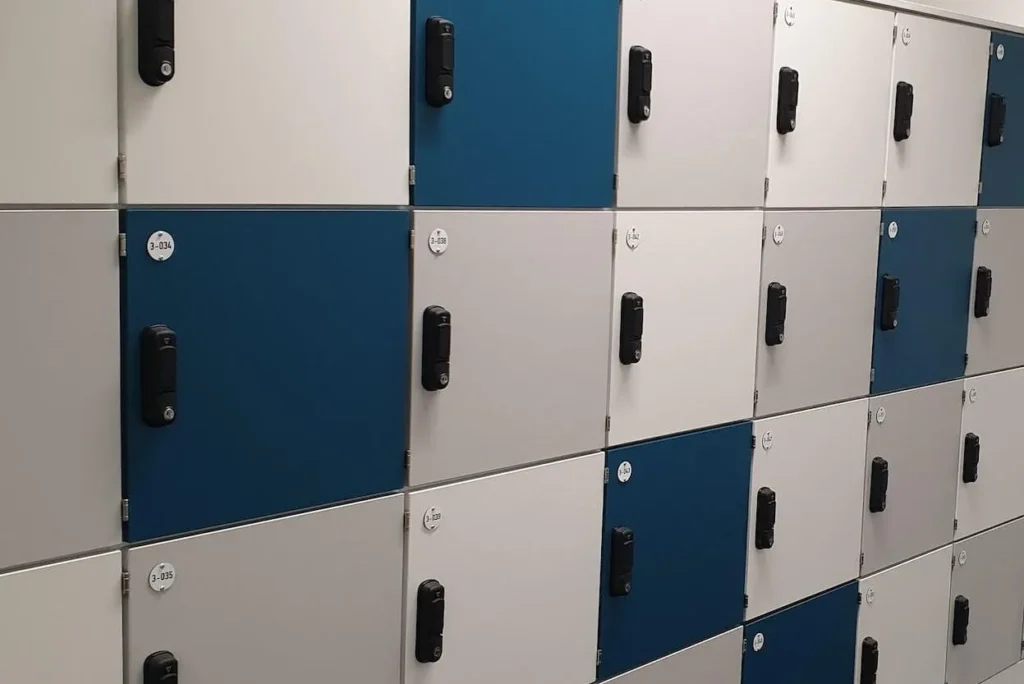 RFID locks installed on lockers at a university